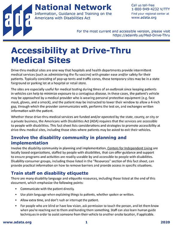 thumbnail of first page of Accessibility at Drive-Thru Medical Sites pdf