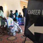 People in line at a career fair