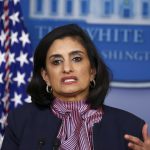 Medicaid director Seema Verma stands at the podium during a White House press conference