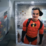 A photo of Zachary Chafos dressed as one of his favorite Pixar characters, Mr. Incredible