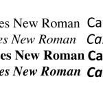 Text in various typefaces and weights. Reads Times New Roman Calibri over and over.