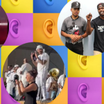 Graphic includes colorful squares with ears and circles with photos of ASL interpreters at hip-hop concerts and with Chance the Rapper